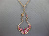 1.90CT DIAMOND & AAA PINK SAPPHIRE & RUBY 14K ROSE GOLD FLOWER TEAR DROP PENDANT