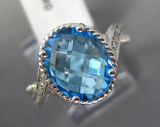 2.09CT DIAMOND & AAA BLUE TOPAZ 14K WHITE GOLD 3D OVAL & ROUND INFINITY FUN RING