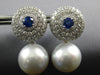 4.70CT DIAMOND & AAA SAPPHIRE & SOUTH SEA PEARL 18KT WHITE GOLD HANGING EARRINGS