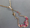 1.90CT DIAMOND & AAA PINK SAPPHIRE & RUBY 14K ROSE GOLD FLOWER TEAR DROP PENDANT
