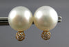 LARGE .10CT DIAMOND & AAA SOUTH SEA PEARL 18KT YELLOW GOLD CLASSIC STUD EARRINGS
