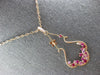1.90CT DIAMOND & AAA PINK SAPPHIRE & RUBY 14K ROSE GOLD FLOWER TEAR DROP PENDANT