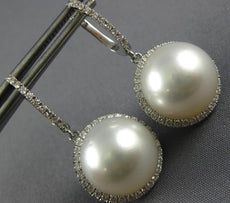 .67CT DIAMOND & SOUTH SEA PEARL 18KT WHITE GOLD HALO LEVERBACK HANGING EARRINGS