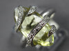 3.82CT DIAMOND & AAA GREEN AMETHYST 14KT WHITE GOLD 3D MARQUISE & ROUND FUN RING