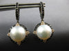 1.64CT WHITE & BLACK DIAMOND & SOUTH SEA PEARL 18KT BLACK GOLD HANGING EARRINGS