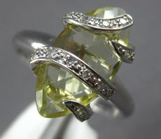 3.82CT DIAMOND & AAA GREEN AMETHYST 14KT WHITE GOLD 3D MARQUISE & ROUND FUN RING
