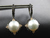 1.64CT WHITE & BLACK DIAMOND & SOUTH SEA PEARL 18KT BLACK GOLD HANGING EARRINGS
