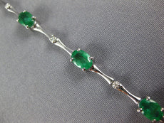 3.72CT DIAMOND & AAA EMERALD 14KT WHITE GOLD OVAL & ROUND BAMBOO TENNIS BRACELET