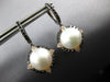 1.64CT WHITE & BLACK DIAMOND & SOUTH SEA PEARL 18KT BLACK GOLD HANGING EARRINGS