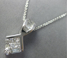 .56CT DIAMOND 14K WHITE GOLD ROUND BAGUETTE & PRINCESS INVISIBLE SQUARE PENDANT