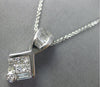 .56CT DIAMOND 14K WHITE GOLD ROUND BAGUETTE & PRINCESS INVISIBLE SQUARE PENDANT