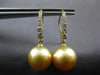 .30CT DIAMOND & AAA GOLDEN SOUTH SEA PEARL 14KT YELLOW GOLD 3D HANGING EARRINGS