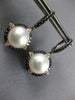 1.64CT WHITE & BLACK DIAMOND & SOUTH SEA PEARL 18KT BLACK GOLD HANGING EARRINGS