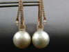 LARGE .79CT DIAMOND & SOUTH SEA PEARL 18KT ROSE GOLD TEAR DROP HANGING EARRINGS