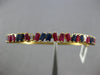 4.53CT DIAMOND & AAA RUBY & SAPPHIRE 14KT YELLOW GOLD FUN CUFF BANGLE BRACELET