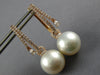 LARGE .79CT DIAMOND & SOUTH SEA PEARL 18KT ROSE GOLD TEAR DROP HANGING EARRINGS