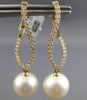 LARGE .70CT DIAMOND & AAA SOUTH SEA PEARL 18KT YELLOW GOLD LOVE HANGING EARRINGS