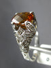 3.9CT DIAMOND & AAA CITRINE 18K WHITE GOLD OVAL & ROUND FILIGREE ENGAGEMENT RING