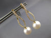 LARGE .70CT DIAMOND & AAA SOUTH SEA PEARL 18KT YELLOW GOLD LOVE HANGING EARRINGS