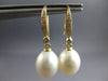 0.10CT DIAMOND & AAA SOUTH SEA PEARL 14KT YELLOW GOLD OPEN LEVERBACK FUN EARRINGS