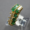 ESTATE 1.46CT DIAMOND & AAA EMERALD 14KT YELLOW GOLD 3D 2 ROW PYRAMID FUN RING