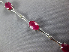 4.39CT DIAMOND & AAA RUBY 14KT WHITE GOLD 3D OVAL & ROUND BAMBOO TENNIS BRACELET