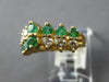 ESTATE 1.46CT DIAMOND & AAA EMERALD 14KT YELLOW GOLD 3D 2 ROW PYRAMID FUN RING