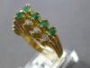 ESTATE 1.46CT DIAMOND & AAA EMERALD 14KT YELLOW GOLD 3D 2 ROW PYRAMID FUN RING