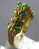 ESTATE 1.46CT DIAMOND & AAA EMERALD 14KT YELLOW GOLD 3D 2 ROW PYRAMID FUN RING