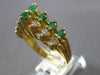 ESTATE 1.46CT DIAMOND & AAA EMERALD 14KT YELLOW GOLD 3D 2 ROW PYRAMID FUN RING