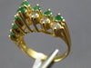 ESTATE 1.46CT DIAMOND & AAA EMERALD 14KT YELLOW GOLD 3D 2 ROW PYRAMID FUN RING