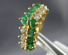 ESTATE 1.46CT DIAMOND & AAA EMERALD 14KT YELLOW GOLD 3D 2 ROW PYRAMID FUN RING