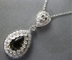 1.05CT DIAMOND & AAA SMOKY TOPAZ 14KT WHITE GOLD PEAR SHAPE & ROUND HALO PENDANT