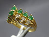 ESTATE 1.46CT DIAMOND & AAA EMERALD 14KT YELLOW GOLD 3D 2 ROW PYRAMID FUN RING