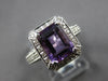 LARGE 2.93CT DIAMOND & AAA AMETHYST 14KT WHITE GOLD EMERALD CUT ENGAGEMENT RING