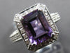 LARGE 2.93CT DIAMOND & AAA AMETHYST 14KT WHITE GOLD EMERALD CUT ENGAGEMENT RING