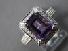 LARGE 2.93CT DIAMOND & AAA AMETHYST 14KT WHITE GOLD EMERALD CUT ENGAGEMENT RING