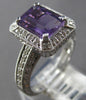 LARGE 2.93CT DIAMOND & AAA AMETHYST 14KT WHITE GOLD EMERALD CUT ENGAGEMENT RING