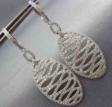 LARGE 2.0CT DIAMOND 14KT WHITE GOLD MULTI ROW MULTI WAVE HANGING EARRINGS #26740