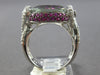 LARGE 6.69CT DIAMOND & AAA GREEN AMETHYST & RUBY 14K WHITE GOLD 3D OVAL FUN RING
