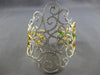 EXTRA LARGE 7.22CT DIAMOND 18KT 2 TONE GOLD 3D MULTI LEAF CUFF BANGLE BRACELET