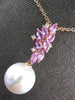 1.1CT DIAMOND & PINK SAPPHIRE & SOUTH SEA PEARL 18K ROSE GOLD MULTI LEAF PENDANT