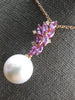1.1CT DIAMOND & PINK SAPPHIRE & SOUTH SEA PEARL 18K ROSE GOLD MULTI LEAF PENDANT