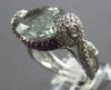 LARGE 6.69CT DIAMOND & AAA GREEN AMETHYST & RUBY 14K WHITE GOLD 3D OVAL FUN RING