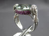 LARGE 6.69CT DIAMOND & AAA GREEN AMETHYST & RUBY 14K WHITE GOLD 3D OVAL FUN RING