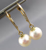 ESTATE AAA SOUTH SEA PEARL 14KT YELLOW GOLD 3D 8MM LEVERBACK HANGING EARRINGS