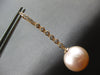 0.35CT DIAMOND & AAA PINK SOUTH SEA PEARL 18KT ROSE GOLD BEZEL HANGING EARRINGS