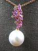 1.1CT DIAMOND & PINK SAPPHIRE & SOUTH SEA PEARL 18K ROSE GOLD MULTI LEAF PENDANT