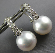 .73CT DIAMOND & SOUTH SEA PEARL 18KT WHITE GOLD CLASSIC CLIP ON HANGING EARRINGS