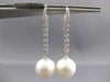 LARGE .35CT DIAMOND & AAA SOUTH SEA PEARL 18KT WHITE GOLD BEZEL HANGING EARRINGS